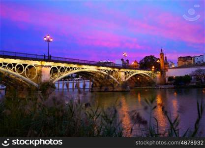 Puente Isabel II bridge in Triana Seville sunset of Andalusia Spain
