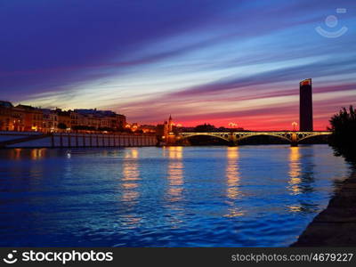 Puente Isabel II bridge in Triana Seville sunset of Andalusia Spain