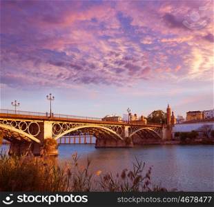 Puente Isabel II bridge sunset in Triana Seville of Andalusia Spain