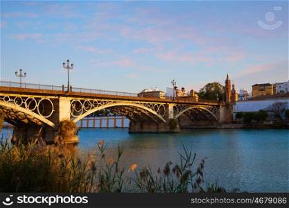 Puente Isabel II bridge sunset in Triana Seville of Andalusia Spain