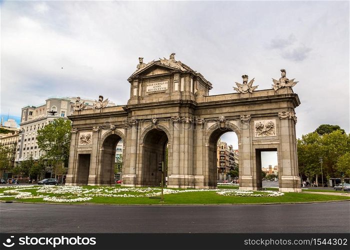 Puerta de Alcala in Madrid in a beautiful summer day, Spain