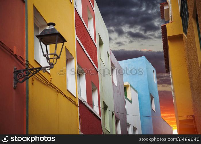 Puerto de la Cruz. colorful houses on the island.. Puerto de la Cruz