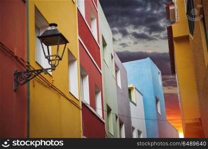 Puerto de la Cruz. colorful houses on the island.. Puerto de la Cruz