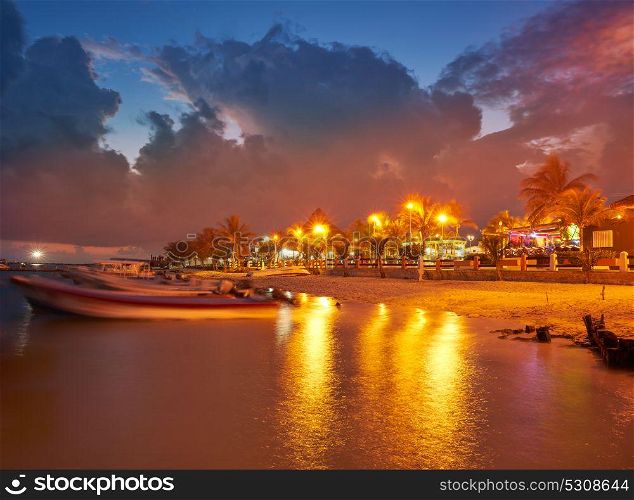 Puerto Morelos beach sunset in Mayan Riviera Maya of Mexico