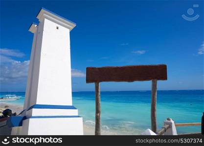 Puerto Morelos bent lighthouse in Riviera Maya Caribbean of Mayan Mexico