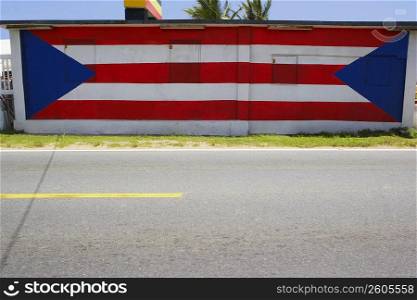Puerto Rican flag painted on a wall, Pinones, Puerto Rico