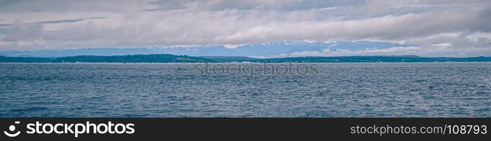puget sound and plympic mountains in washington state
