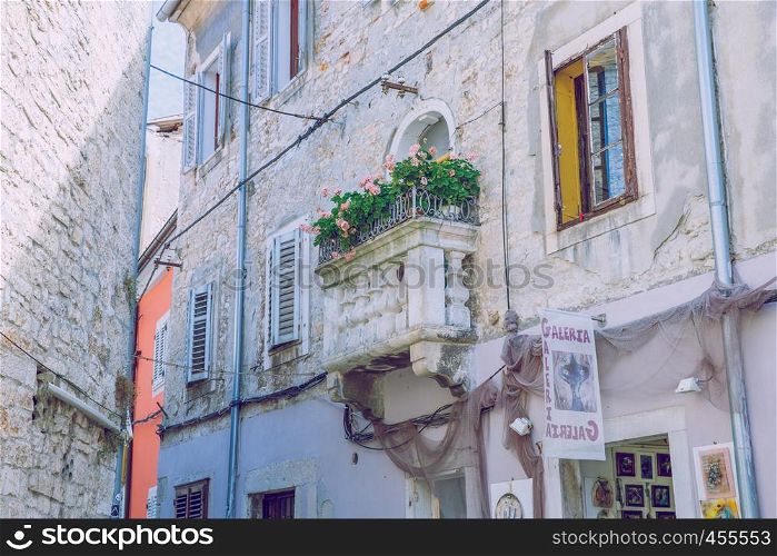 Pula, Croatia, 2016, Street view. Old street and houses with love emotion. It's a travel photo, when I walk around street.