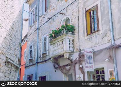 Pula, Croatia, 2016, Street view. Old street and houses with love emotion. It's a travel photo, when I walk around street.