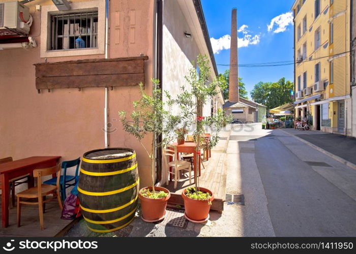 Pula. Sunny stone street of ancient Pula view, Istria region of Croatia