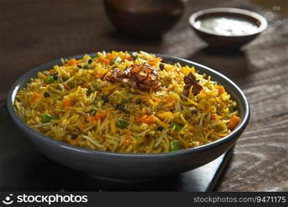 Pulao an Indian traditional dish made with rice and vegetables 