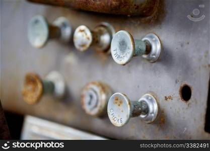 Pull knobs - choke and throttle with shallow depth of field