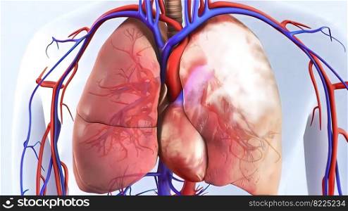 pulmonary embolism blood clotting 3d medical illustration. pulmonary embolism-blood clotting