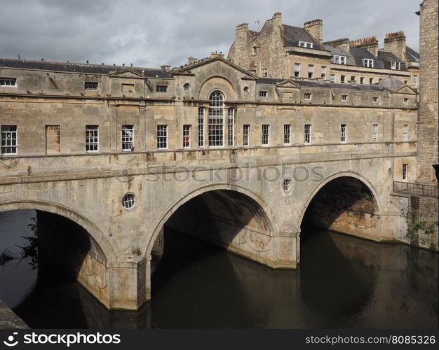 Pulteney Bridge in Bath. Pulteney Bridge over the River Avon in Bath, UK