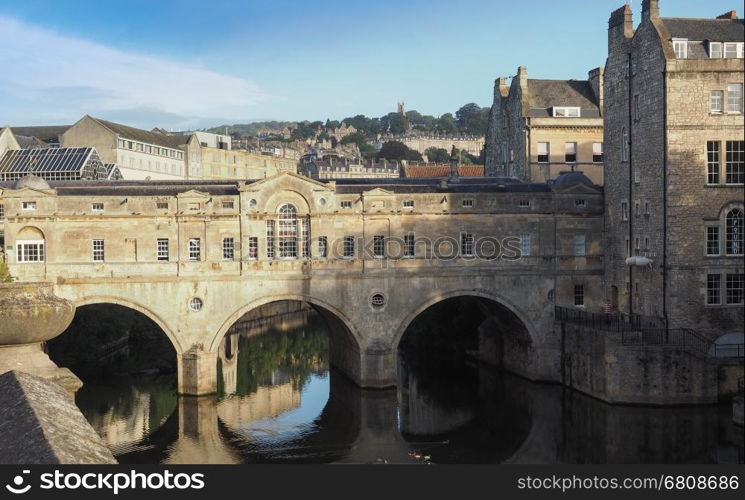 Pulteney Bridge over the River Avon in Bath, UK