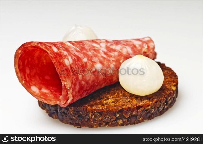 Pumpernickel with salami