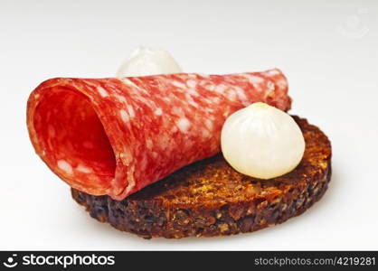 Pumpernickel with salami