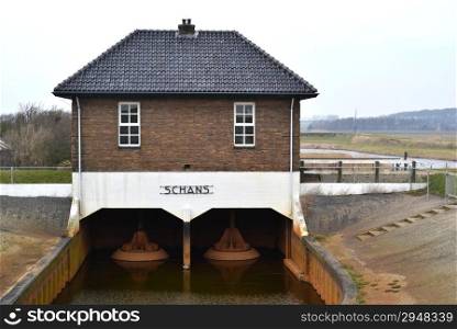 Pumping station Oude Schans in Oudeschild, Netherlands.
