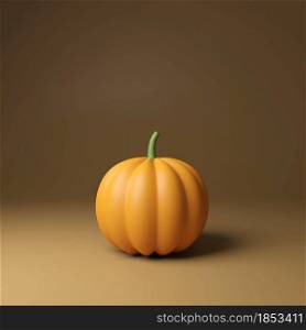 Pumpkin on brown background, 3d render