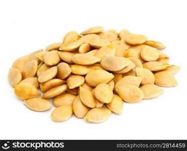 Pumpkin seeds isolated on the white background