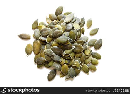 Pumpkin seeds on an isolated bg