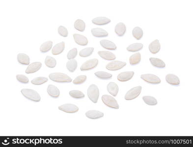 Pumpkin seeds on white background