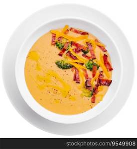 pumpkin soup with broccoli and bacon