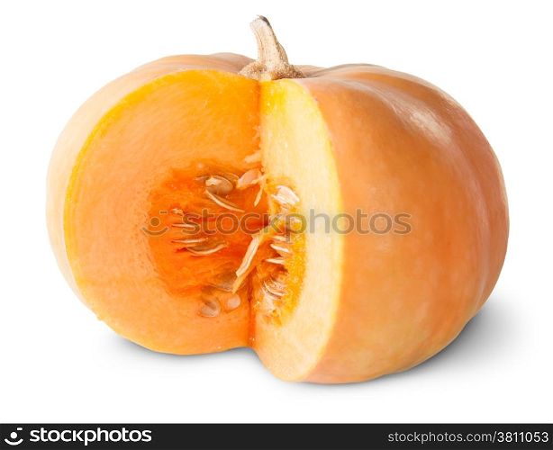 Pumpkin With Carved Part Isolated On White Background