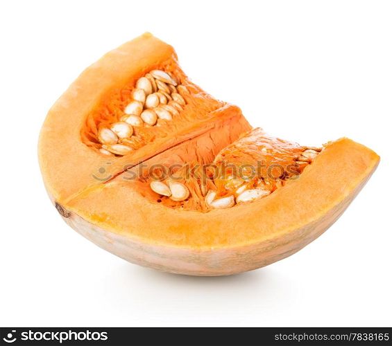 Pumpkin with seeds isolated on a white background