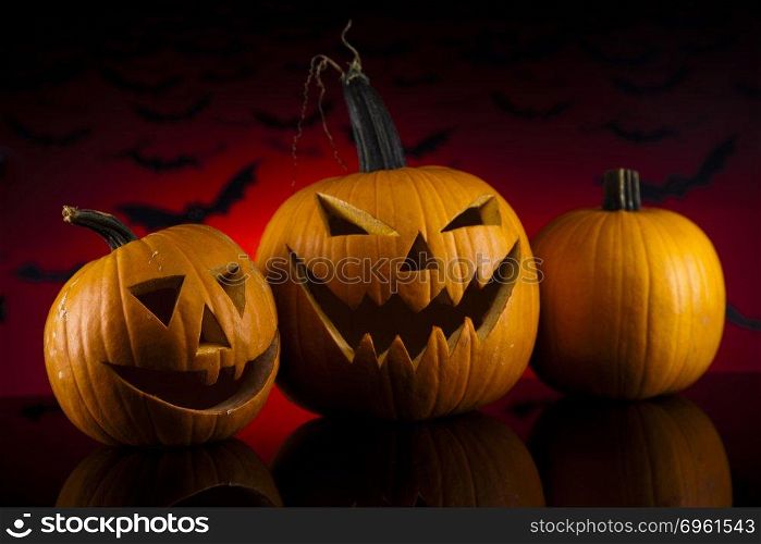 Pumpkins for Halloween, bright colorful vivid theme