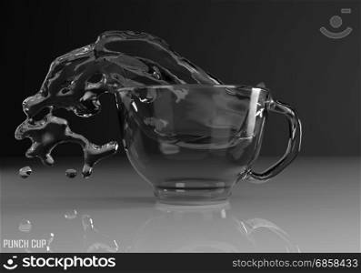 punch cup 3D illustration on dark background