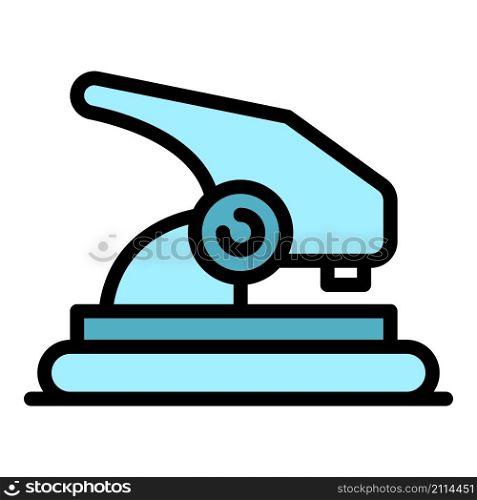 Puncher side view icon. Outline puncher side view vector icon color flat isolated. Puncher side view icon color outline vector