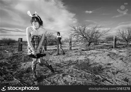 Punk girl in the desert