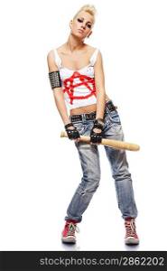 Punk girl with a bat