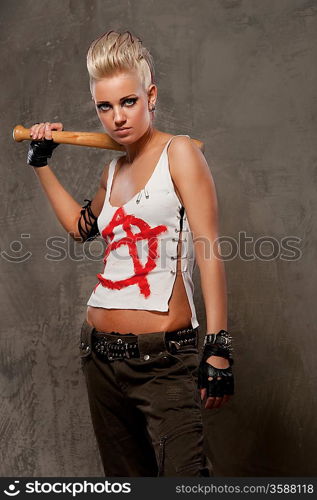 Punk girl with a bat