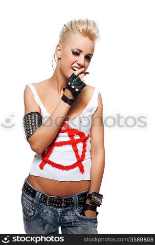 Punk girl with a cigarette