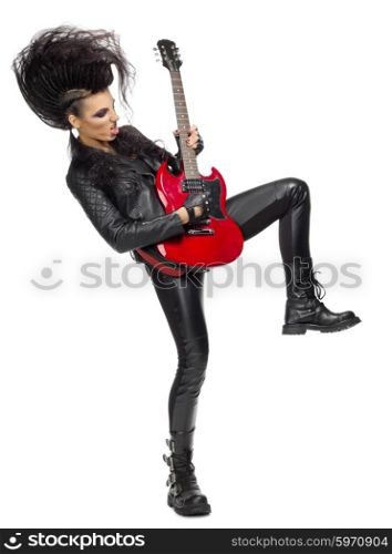 Punk rock musician isolated on white