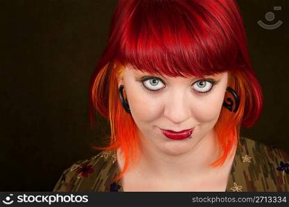 Punky Girl with Red Hair