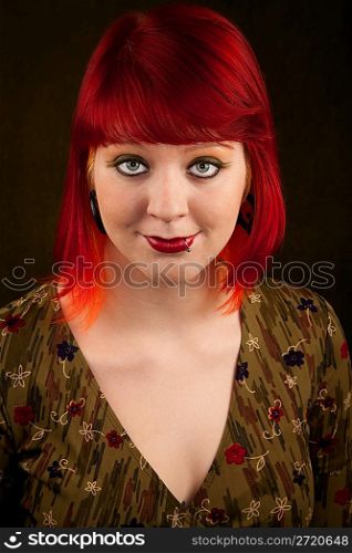 Punky Girl with Red Hair