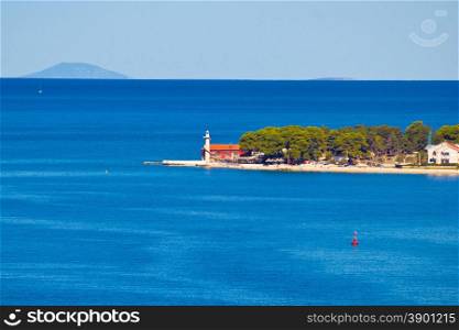 Puntamika lighthouse of Zadar aerial view, Dalmatia, Croatia