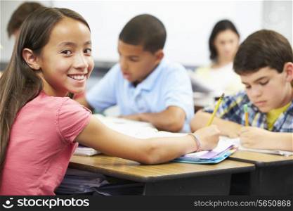 Pupils Studying At Desks In Classroom