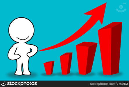 Puppet with a good growth rate chart, 3D rendering