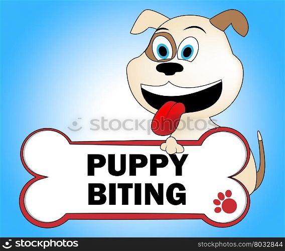 Puppy Biting Representing Attack Doggie And Bite