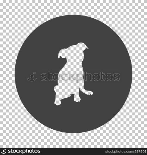 Puppy icon. Subtract stencil design on tranparency grid. Vector illustration.