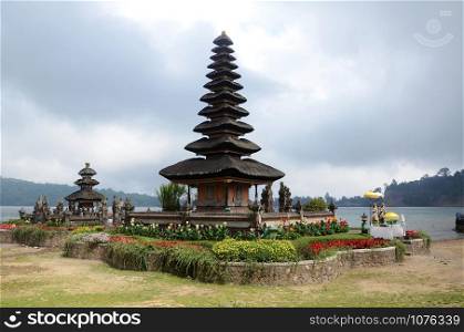 Pura Ulun Danu temple complex, at the edge of Lake Bratan in Bali, Indonesia