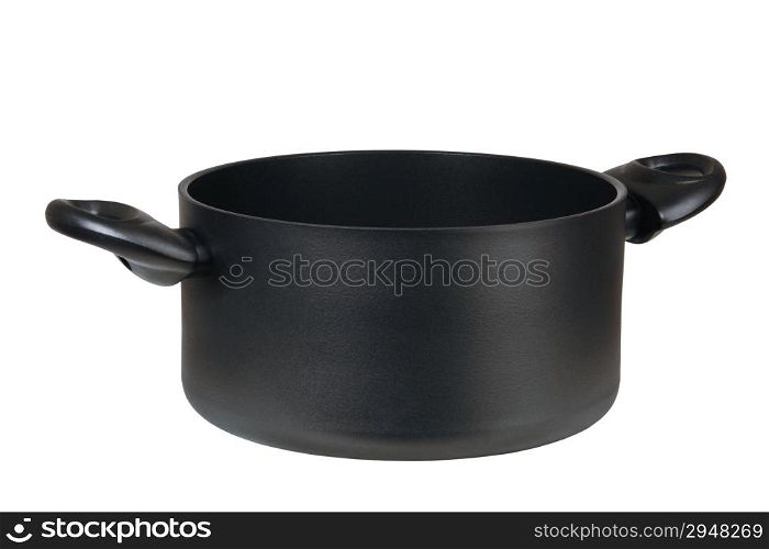 Pure metal saucepan on a white background