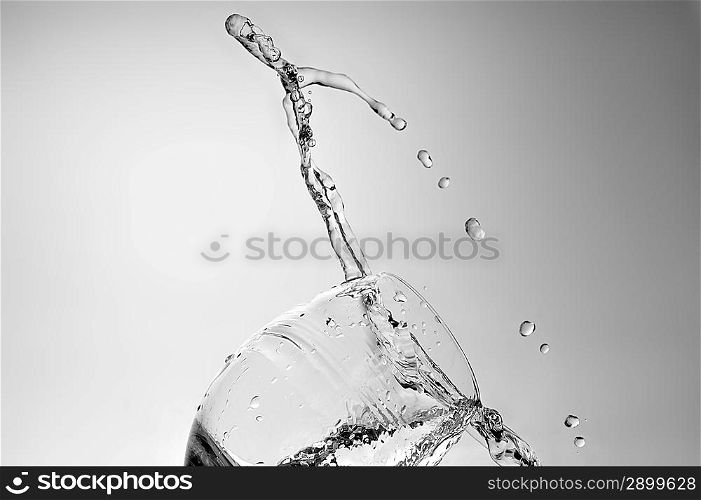 pure water splashing into glass