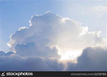 Pure white clouds with mystery sunlight