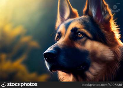 Purebred German Shepherd Dog.  Generative AI 