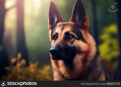 Purebred German Shepherd Dog.  Generative AI 
